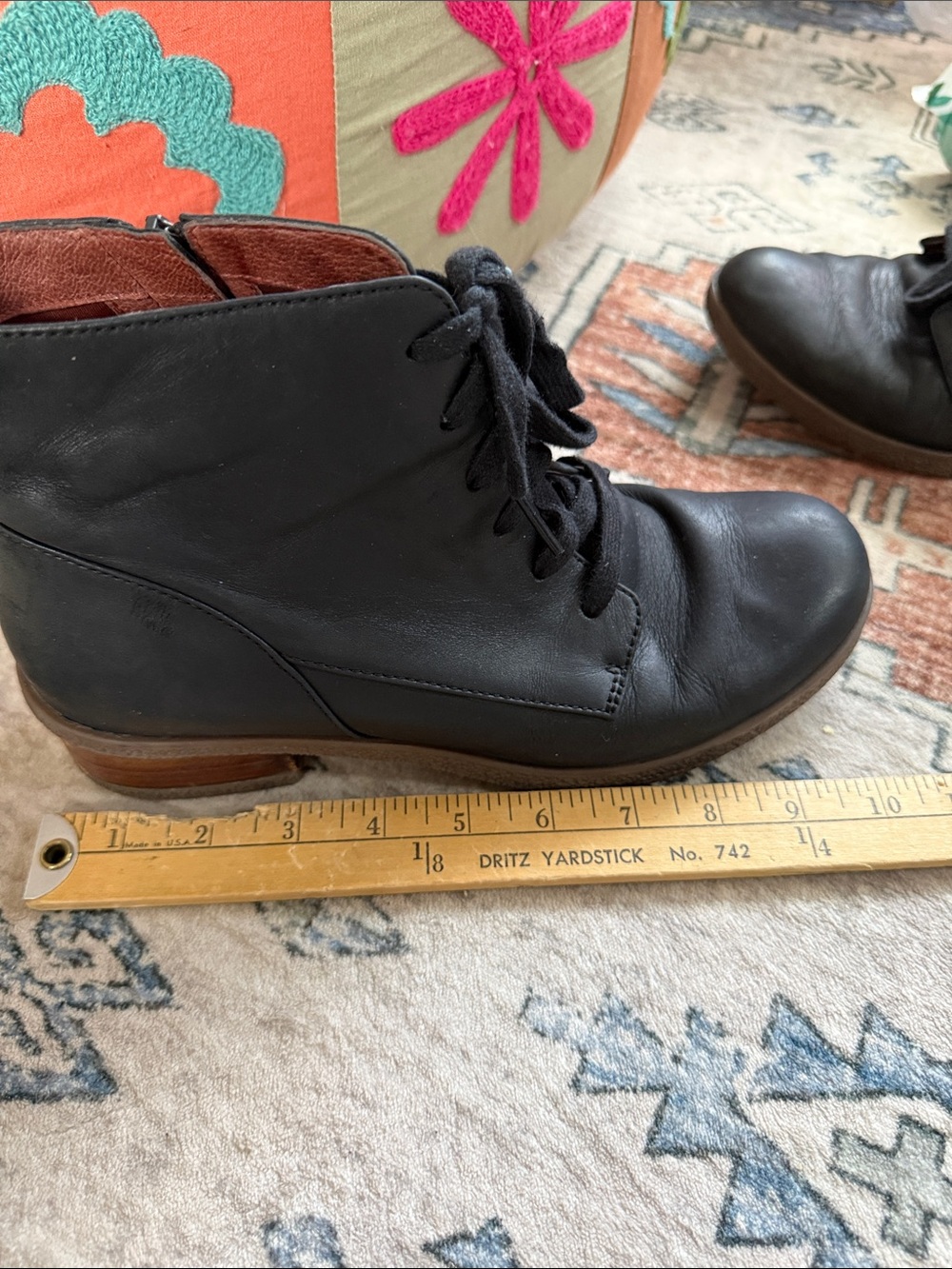 Dansko Betrice Black Leather Lace-Up Ankle Boots EU 39 Chukka Oxford Booties 8.5 - Picture 8 of 11